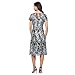 S.L. Fashions Women's Petite Tea Length Cap Sleeve Illusion Neckline Embroidered Lace Dress, BLK Multi