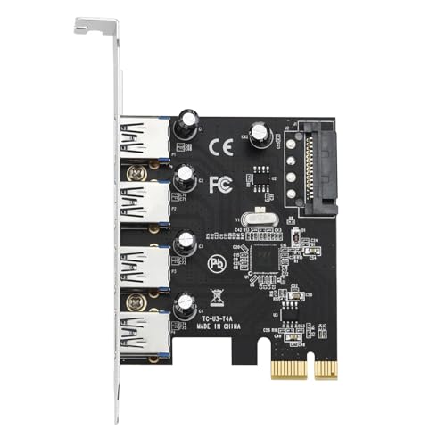 Image of PCI Express 4-Port USB 3.0 Expansion Card - Based on VIA VL805 Chipset | PCIe Adapter with SATA Power for Desktop PC | Supports Windows /Linux