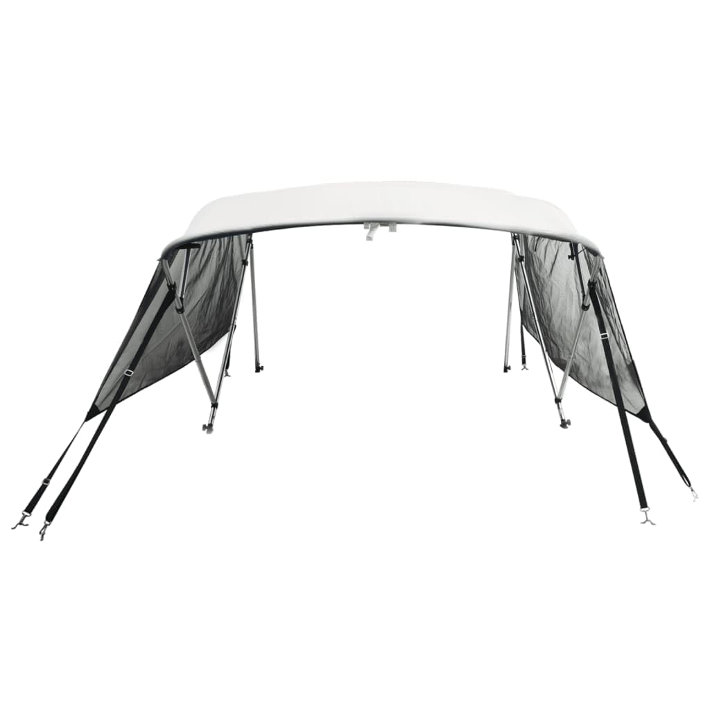 4-Bow Bimini Top per barche 243x(185-198) x137 cm con pannelli laterali in rete, tettuccio parasole in poliestere con telaio in alluminio, bianco