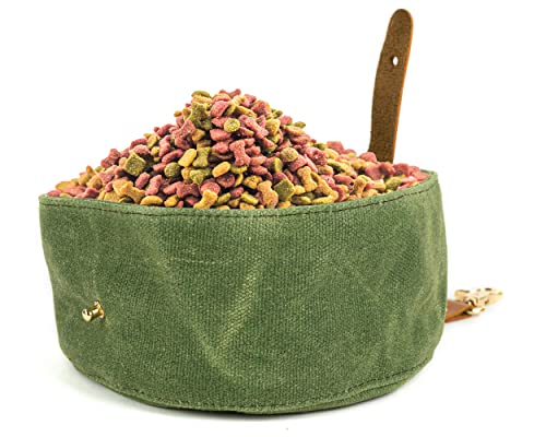 BUUST Hundenapf aus gewachstem Stoff - Reisenapf zum Falten - in Grün - bis 1h auslaufsicher - 1 L Wassernapf für unterwegs - Faltnapf für Hunde Cover