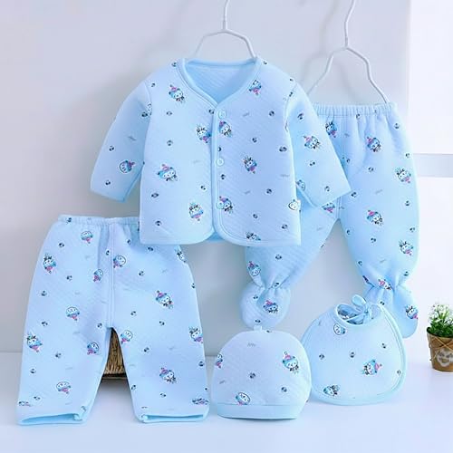 Image of Presents New Born Baby Winter Wear Printed Baby Clothes 5Pcs Sets 100% Cotton Boys Girls Unisex Baby Cotton /Winter or Flannel Suit Infant Clothes
