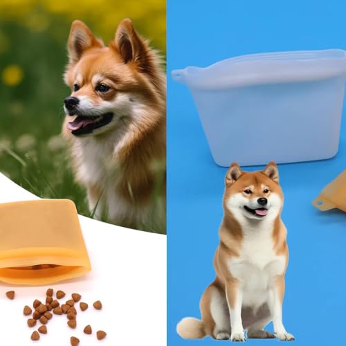 NentMent 2 Pack Dog Treat Pouch Mini Training Bag with Closure Seal Clip 4oz Silicone Waterproof Pouches Carrier Dispenser for Puppy Small Dogs Pet Snack Leash Attachement