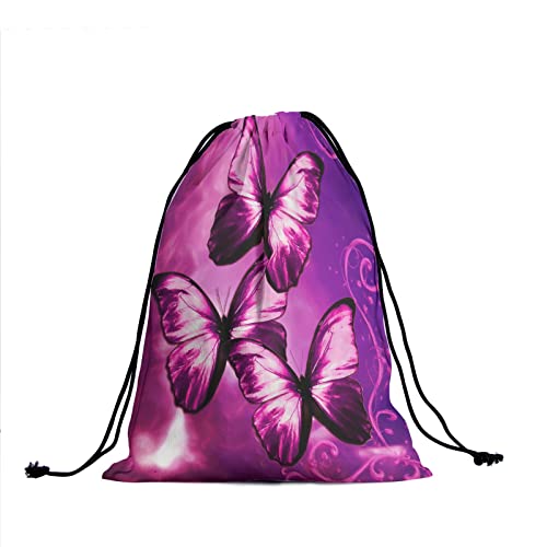 Abstract Butterflies Gymnastics Grip Bag - Purple Grip Bags For Gymnasts Galaxy Butterfly Gymnastic Drawstring Bag Gym Pouch Bag Athlete String Bag For Grips Shoe Towel #TOP1
