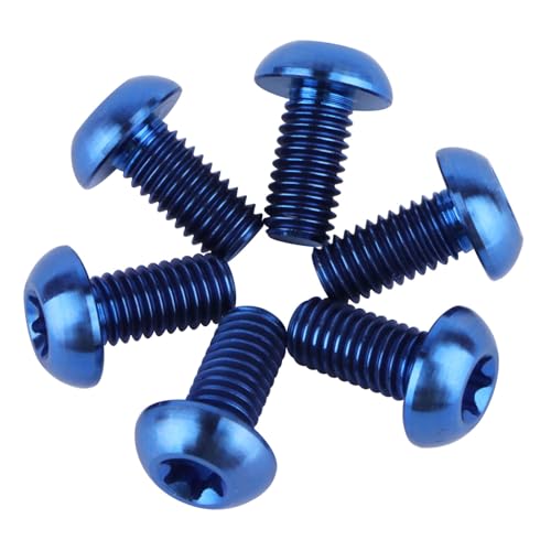 Image of 6PCS Titanium Bike Screw M5x10mm Bicycle Disc Brakes Rotor Bolts Torx T25 Head (Blue)