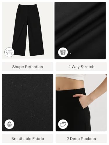 Image of SAADAA Palazzo Pants for Women Half-Elasticated Waistband | Palazzo for Women in Airy Linen Fabric | Regular Fit Mid Rise Waist & Deep Pockets | Versatile Formal & Casual Wear |