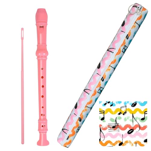Professional German Style 8-Hole C Key Soprano Recorder for Kids & Beginners - Includes Cleaning Rod & Carry Bag, Ideal for Students & School Band (PInk)