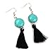 SUNGULF Bohemia Tassel Earrings Handwork Turquoise Tassel Drop Dangle Earrings for Women (Black)
