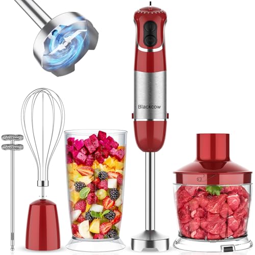 Blackcow Multi-Use 5 in 1 Immersion Blender 3.0, BPA-Free, 800W 12 Speed Hand Blenders for Kitchen,...