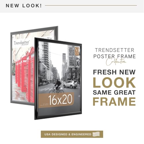 MCS Trendsetter 16x20 Poster Frame Black High-Gloss, Vertical & Horizontal Wall Hanging Large Picture Frame for Photos, Posters & Art Prints (1-Pack)