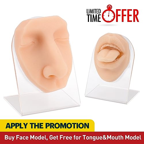 Simcoach Soft Silicone Face Model With Acrylic Stand, Piercing Practice Body Parts, Piercing Face Model For Jewelry Display #TOP1