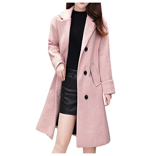 Toamen Abrigo de Invierno Abrigo de Lana para Mujer Abrigo de Invierno de Manga Larga para Mujer Abrigo de Lana de sección Larga Suelta Cazadora clásica