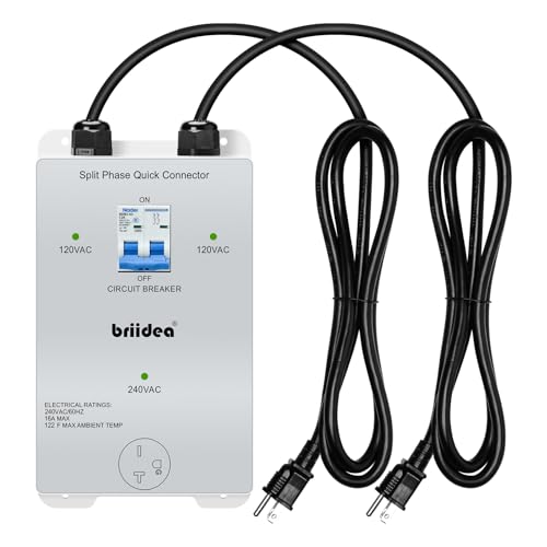 110V to 220V Quick Connector, Briidea DIY 220-240V Power Adapter Combining Two 110/120V AC Circuits, 220V 15A Output Outlet for EV Charging, Includes GFCI Outlet Tester