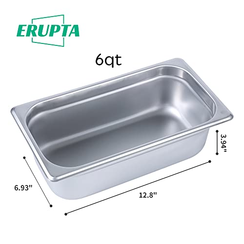 Erupta 6 Packs Hotel Pans 1/3 Size 4''Deep Nsf Anti-Jam Gn Food Pan,22Ga Stainless Steel Commercial Steam Table Pan,Food Storage Containers #TOP1
