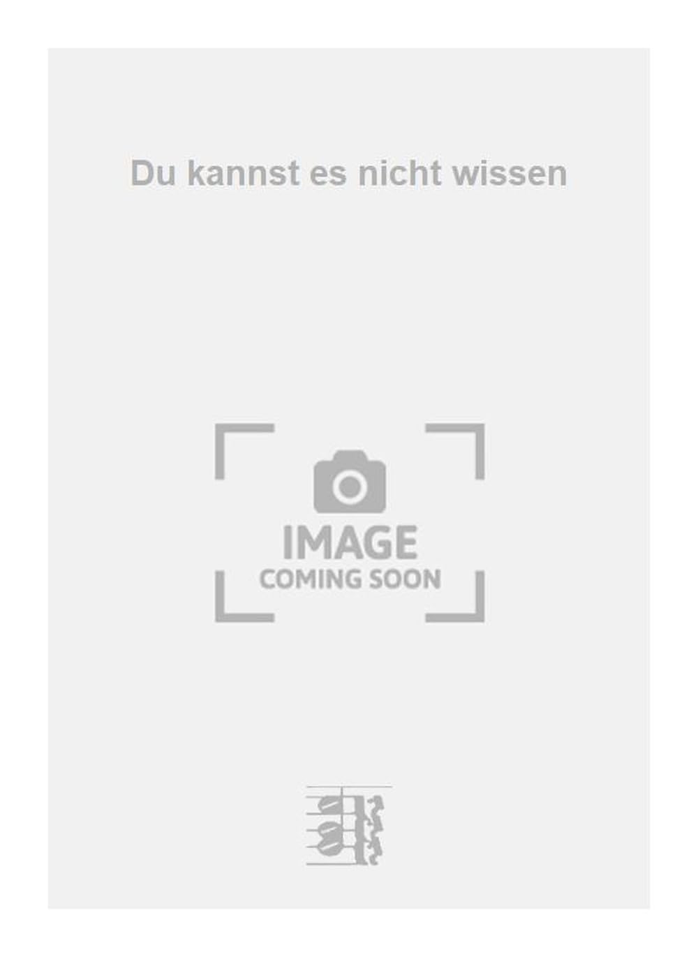 Du kannst es nicht wissen. Vocal And Piano.
