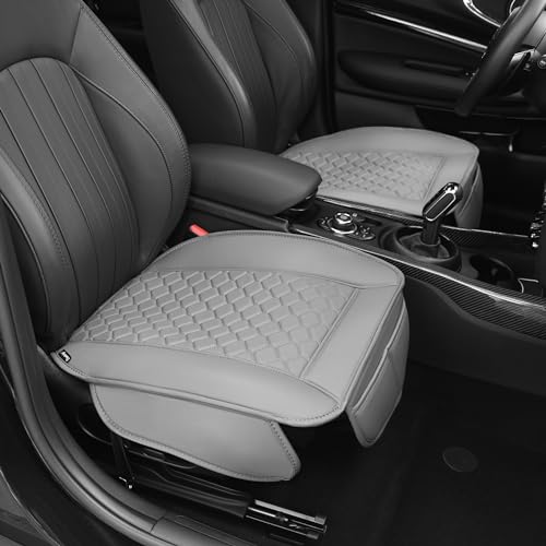 Elantrip Gray 2 Pcs Car Seat Cover, Includes Front Car Seat Protector, Premium Interior Covers with Storage Pockets, Padded Seat Covers for Cars Trucks SUV Auto Gray- Padded, Non-Slip