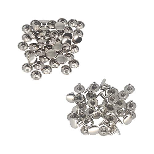 Trimming Shop Double Cap Rivets Leather Rivets Tubular Metal Studs for DIY Leathercrafts Clothing Repair & Replacement