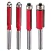Baowox 1/4 Inch Shank Top End Bearing Flush Trim Router Bit Set 1/4" 5/16" 3/8" 1/2" Cutting Diameter Carpenter Woodworking Tools 4pcs