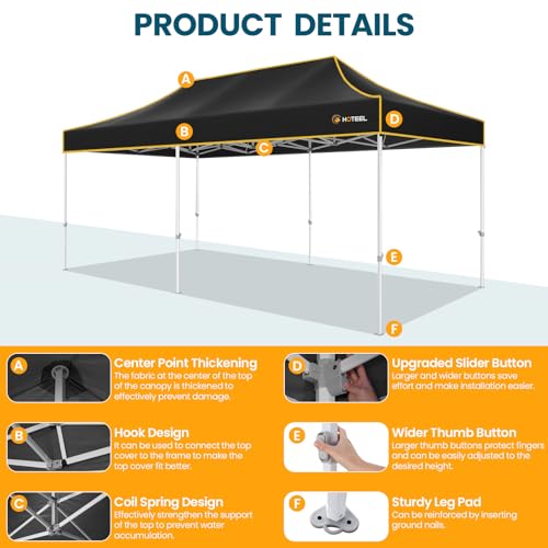 Image of Hoteel 10x20 Pop Up Canopy Tent, Heavy Duty Upgraded Hexagonal Steel Frame