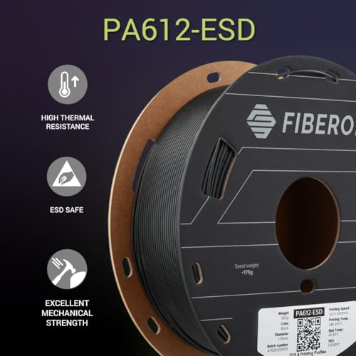 Image of Polymaker Fiberon PA612-ESD 3D Printer Filament 1.75mm 0.5kg, ESD-Safe Carbon Fiber Nylon, Heat Resistant to 150C, Chemical Resistant, Industrial Grade Strength, PCB Fixtures, Electronics Housings