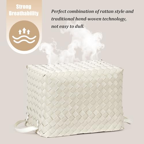 Image of Handwoven Clothes Basket Laundry Hampers Large Wicker Storage Baskets for Shelves Blankets Closet Storage Bins Car Bedroom Bathroom Organizers and Storage Bath (Pack of 4, Ivory)