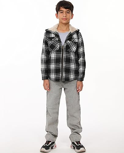 Image of ZENTHACE Boys Sherpa Fleece Lined Flannel Jacket