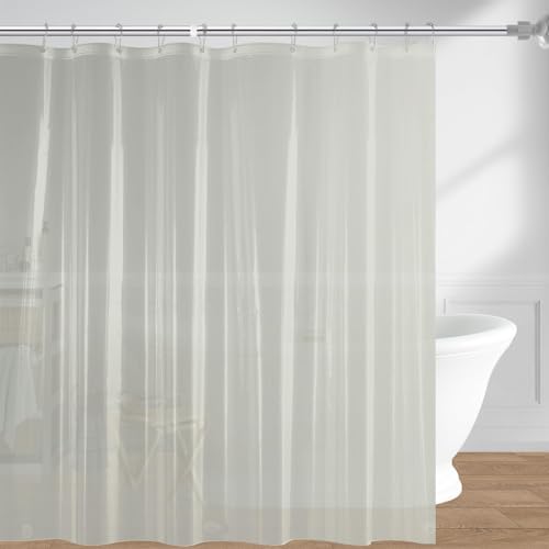 Image of downluxe Shower Curtain Liner, PEVA Plastic Shower Liner with 3 Magnets, 72 inch x 72 inch Waterproof Bathroom Curtain, Grey, 1 Pack