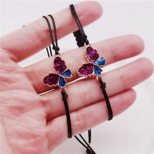 Best Friend Bracelets Gifts for Women No Matter Where We Go Bracelet for BFF Besties Christmas Birthday Gifts for Mother Daughter Matching Butterfly Bracelets for 2 Sisters - Image 2