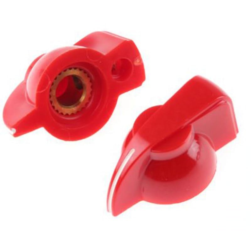 Pointer Knob Body: Red Dia. 31.95mm with a White Indicator 6.35mm Shaft, Pack of 5, MFR: 4672378