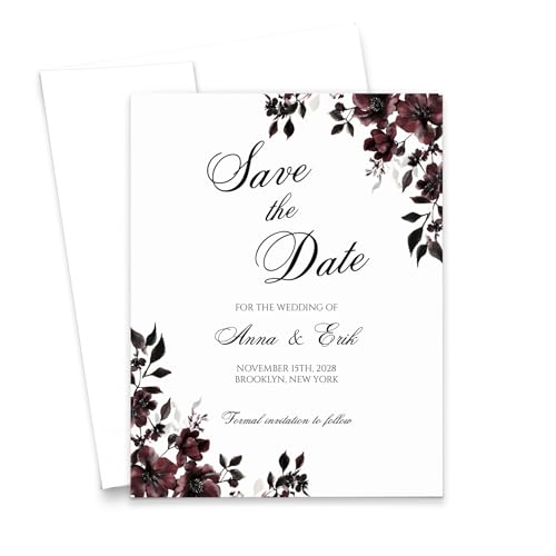 Gothic Save the Date Cards For Weddings, Anniversary, Birthday, Personalized