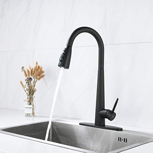 Amazing Force Pull Out Spray Head For Kitchen Faucet,3-Function Pull Down Kitchen Sink Spray Nozzle Faucet Head Replacement Part Kitchen Tap Matte Black #TOP5