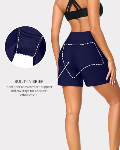 Image of Yonique Womens Swim Shorts Bathing Suits Bottoms Swimsuit Bottoms(Available in Plus)