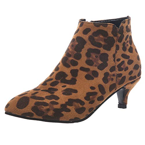 Zipper Short Boots,Women's Leisure Rome Solid Large Size Thin Med Heels Shoes