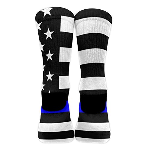 Fashion Personalized Couple Socks Compatible with American Thin Blue Line Flag Police Pattern Black, All-Season Casual Sports Breathable Non-Slip Socks For Men And Women3