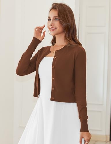 Image of LETDIOSTO Cropped Cardigan Bolero Shrug for Women, Button Down Long Sleeve Knit Sweater for Dresses,for Jeans, XS to XL