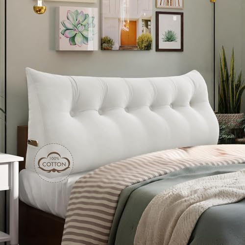 WOWMAX Headboard Pillow Caking Bed Wedge Pillow Headboard for Reading White