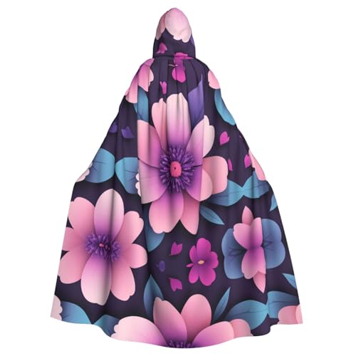 Cape longue à capuche adulte motif floral violet costume halloween carnaval