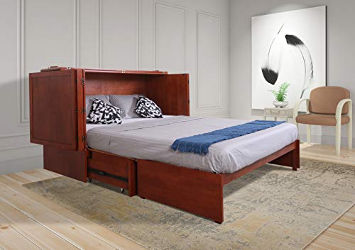 Solid Wood Queen Cabinet Bed W/ 6 Inch Memory Foam Mattress W/Free Inside Delivery #TOP2