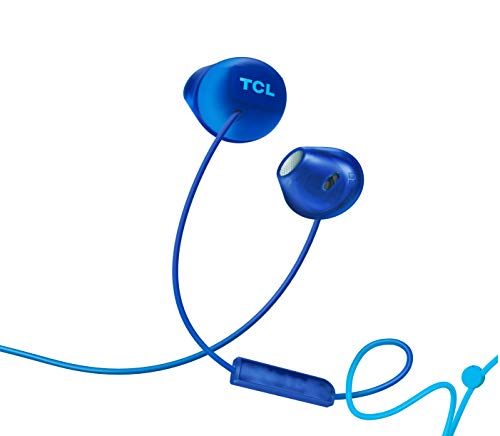 Écouteurs intra-auriculaires TCL SOCL200 bleu avec micro et télécommande pour appels et musique