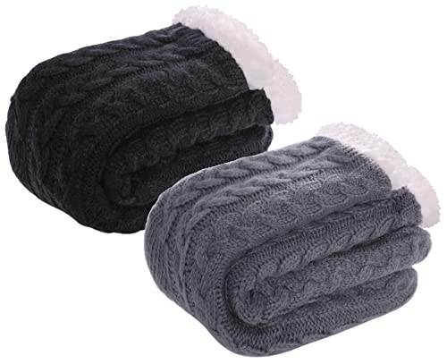 SDBING 2 Pack Women's Winter Super Soft Warm Cozy Fuzzy Fleece-lined Christmas Gift With Grippers Slipper Socks2