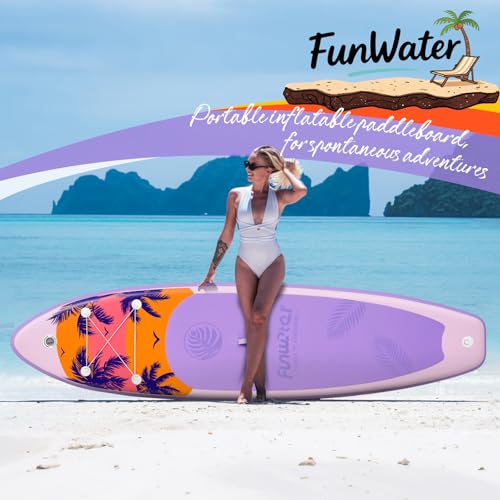 Image of FunWater 11' /10'6 inch Inflatable Stand Up Paddle Board with Premium SUP Paddleboard Accessories, Wide Stable Anti-Slip EVA Deck,Paddle Boards for Adults & Youth of All Skill Levels