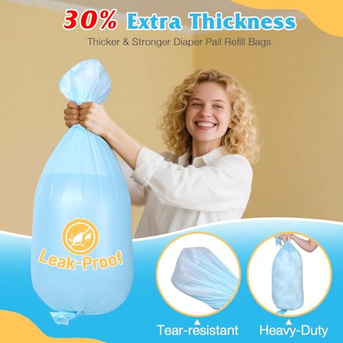 Image of 10 Pack Diaper Pail Refill Bags Compatible with Dekor Classic Diaper Pail, 40% Extra Length Refills Holds up to 6400 Diapers, Thickened Multi-layer Odor Control Diaper Bags (Baby Scent)