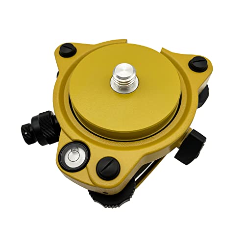 Yellow Tribrach with Optical Plummet and Fixed Adapter, 5/8x11 Thread Mount for Total Station, GPS GNSS Receiver, Prism Pole, Tripod Surveying Accessory