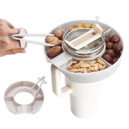 Tomedeks Snack Tray for Stanl Cup 40oz 4 Silicon Compartments Tray Snack Clip Reusable Snack Bowl Cup Accessories Set Snack Cups for Candy Nuts