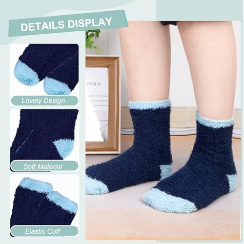 YSense 6 Pairs Womens Cozy Soft Fuzzy Fluffy Warm Winter Fleece Sleep Comfy Crew Slipper Socks3