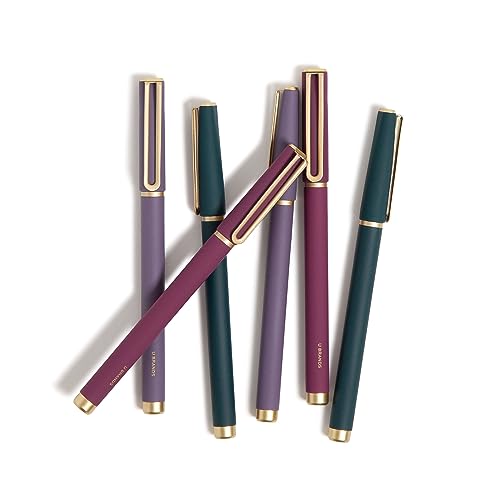 U Brands Soft Touch Catalina Felt Tip Pens, 0.7Mm Emerald, Maroon And Purple Barrels, Black Ink, 6 Count (4520A04-24) #TOP1