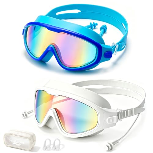 Image of Swim Goggles for Kids 6-12, Wide View Anti-Fog UV Protection No Leaking,Boys Girls Youth Swimming Goggles