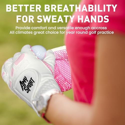 Luvas femininas Amy Sport Golf Mão Esquerda Direita Todos os Climas Pega de Chuva Pacote com 2, Luva