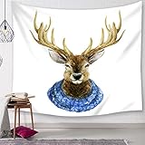 🔹MATERIAL PERFECTO: el tapiz marrón está hecho de poliéster agradable para la piel, bordes cosidos a mano, tecnología de impresión HD con patrón de dibujos animados de ciervos, tela suave, adecuado para colgar, fácil de transportar, no destiñe.