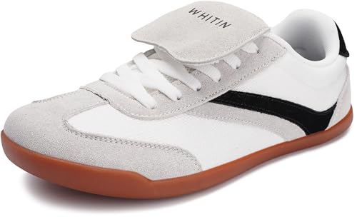 WHITIN Women's Barefoot Sneakers Minimalist Zero Drop Sole Wide Toe Box Shoes Minimus Size 9 Width 9W Athletic Sports Indoor Grey White 40