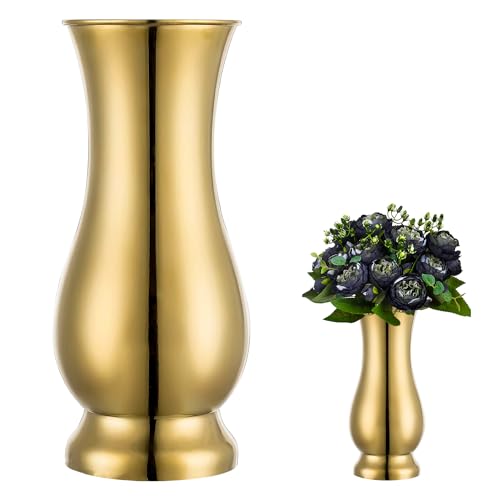 Metal Vase Centerpiece Decoration, Stainless Steel Tabletop Flower Gold Vases- Ideal for Office, Home Wedding Birthday Anniversary Ceremony Event Decor(Golden-1PCS)